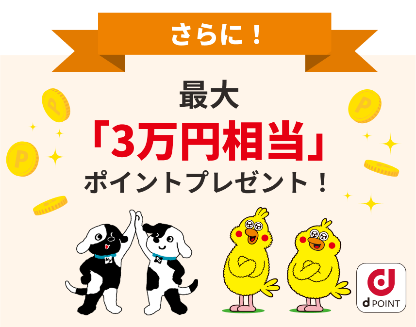最大「3万円相当」のポイントプレゼント！