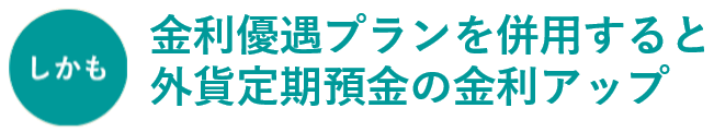 しかも 金利優遇プランを併用すると外貨定期預金の金利アップ
