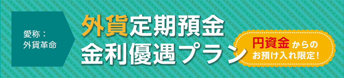 愛称：外貨革命 外貨定期預金金利優遇プラン 円資金からのお預入れ限定！