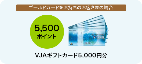 VJAギフトカード ゴールドカードをお持ちのお客様の場合 VJAギフトカード5,500円分