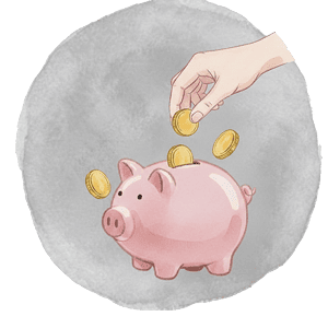 退職金が老後生活の基盤となる資産であることを示すイラスト（貯金箱とコイン）