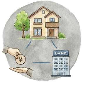 資産運用・相続・不動産まで横断的に相談可能を示すイラスト（家・電卓・鍵）